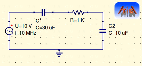 Figura 9. Circuito con condensadores y resistencia.